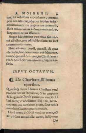 Caput Octavum. De Charitate, & bonis operibus.