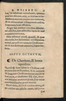 Caput Octavum. De Charitate, & bonis operibus.