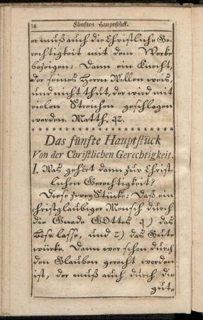 Das fünfte Hauptstück Von der Christlichen Gerechtigkeit.