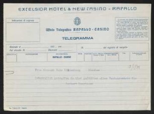 Brief von Gerhart Hauptmann an Anna Bahr-Mildenburg