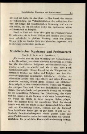Sozialistischer Monismus und Freimaurerei