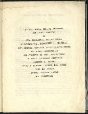 Sua Eccellenza Revendissima Monsignore Domenico Secondi