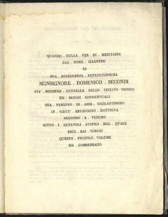 Sua Eccellenza Revendissima Monsignore Domenico Secondi