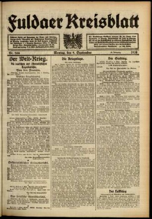 Ausgabe vom Montag, den 09. September 1918.