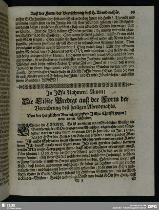 Die Eilfte Predigt auß der Form der Verrichtung deß heiligen Abendmahls