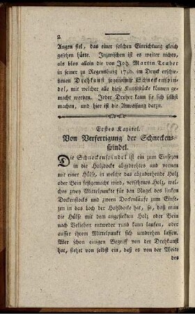 Erstes Kapitel. Von Verfertigung der Schneckenspindel