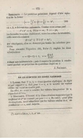 Sur les asymptotes des courbes algébriques.