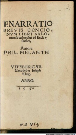 Enarratio brevis Concionum Libri Salomonis