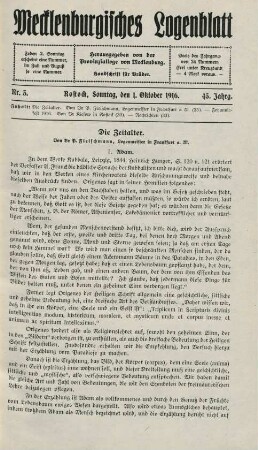 Nr. 3. Rostock, Sonntag, den 1. Oktober 1916.