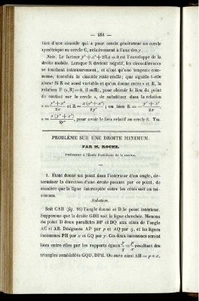 Problème sur une droite minimum.