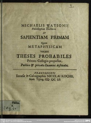 Theses in metaphysicam