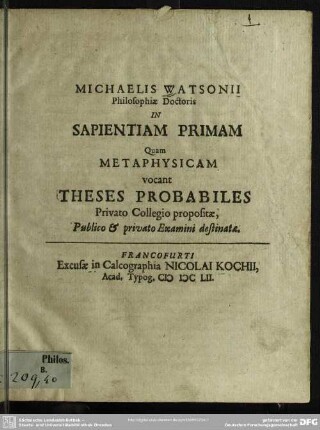 Theses in metaphysicam