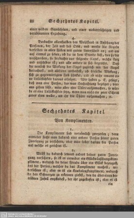Sechzehntes Kapitel. Von Komplimenten
