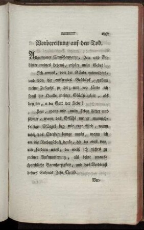 Vorbereitung auf den Tod.