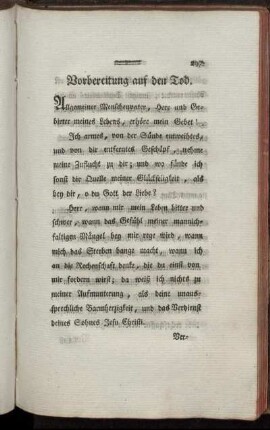 Vorbereitung auf den Tod.