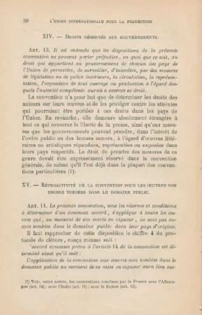 XIV. Droits réservés aux gouvernements