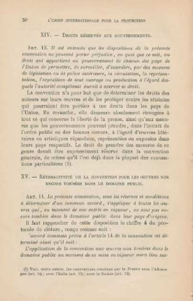 XIV. Droits réservés aux gouvernements