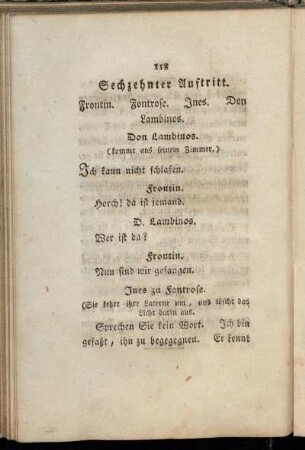 Sechzehnter Auftritt. Frontin. Fontrose. Ines. Don Lambinos.