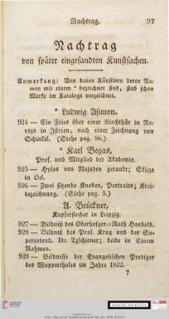 Nachtrag von später eingesandten Kunstsachen