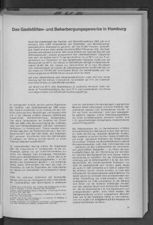 Das Gaststätten- und Beherbergungsgewerbe in Hamburg