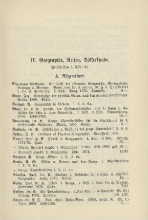 IV. Geographie, Reisen, Völkerkunde