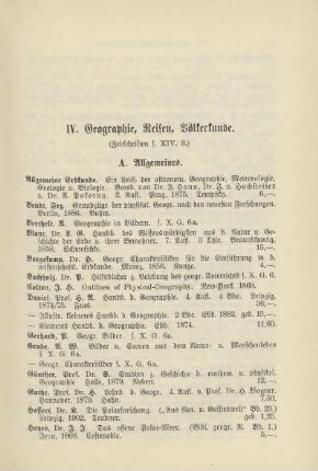IV. Geographie, Reisen, Völkerkunde