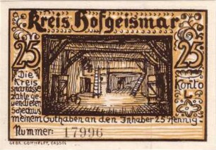Notgeld des Kreises Hofgeismar