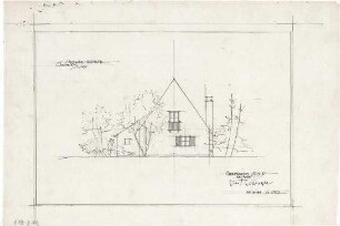 Gsaenger, Gustav; München - Obermenzing; Landhaus Dr. Fiedler - Entwurf, Ostseite (Ansicht)