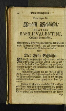 Nun folgen die Zwölff Schlüssel/ ...