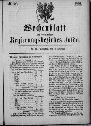 Nr. 100, Ausgabe vom 14. Dezember 1867