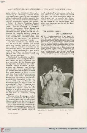 Von Ausstellungen und Sammlungen - Personal- und Atelier-Nachrichten - Denkmäler