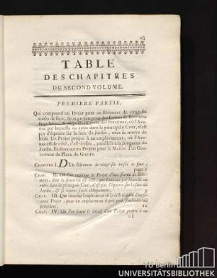 Table des Chapitres du second volume.
