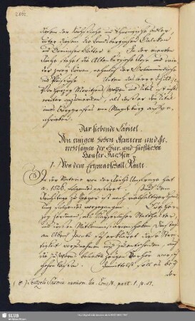 7. Capitel. Von einigen hohen Aemtern und Gerechtsamen des Chur- und fürstlichen Hauses Sachsen.