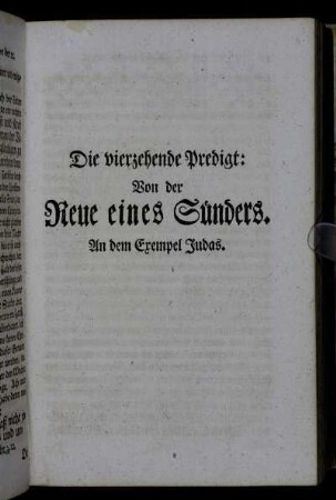 Die vierzehende Predigt: Von der Reue eines Sünders. An dem Exempel Judas.
