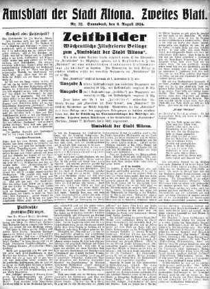 Nummer 32. Zweites Blatt. : Sonnabend, den 9. August 1924.