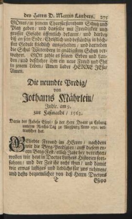 Die neundte Predig, von Jothams Mährlein