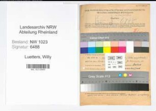 Entnazifizierung Willy Luetters , geb. 03.05.1902 (Verw.Oberinspektor)