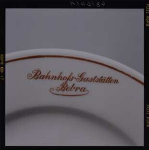 Geschirr von Mitropa mit Aufdruck "Bahnhofs-Gaststätten Bebra"