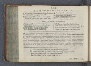 XXX. Fides victoria credentium. Faith the victorie of beleevers. De Cananeesche Vrouwe biddet Christum, die haer beseten Dochter gesont maeckt.