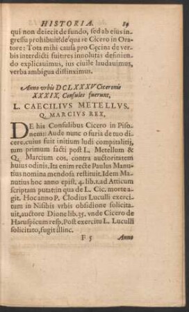 Anno urbis DCLXXXV ... L. Caecilius Metellus. Q. Marcius Rex.