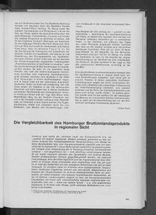 Die Vergleichbarkeit des Hamburger Bruttoinlandsprodukts in regionaler Sicht