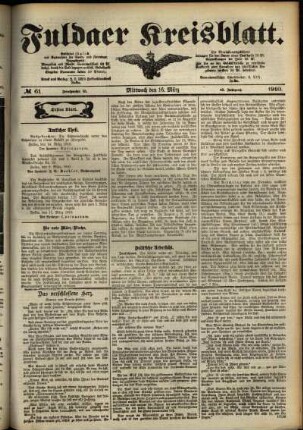 Erste Ausgabe vom Mittwoch, den 16. März 1910.