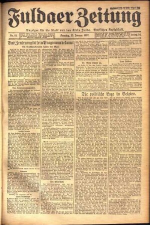 Erste Ausgabe vom Sonntag, den 23. Januar 1927.