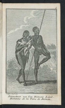 [Illustration:] Einwohner von Van Diemen's Land. Habitans de la Terre de Diemen.