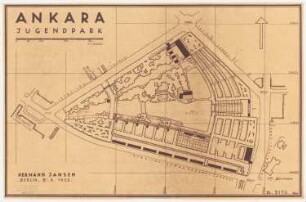 Gesamtbebauungsplan Ankara Teilbebauungsplan Jugendpark: Lageplan 1:2000, Entwurfsphase, veränderte Fassung