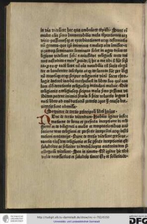 Sequitur de tertio principali libri huius.