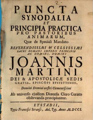 Puncta Synodalia Et Principia Practica Pro Pastoribus Animarum
