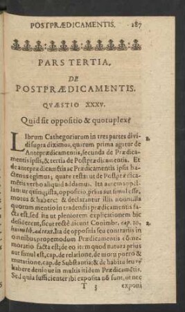Pars Tertia, De Postpraedicamentis.