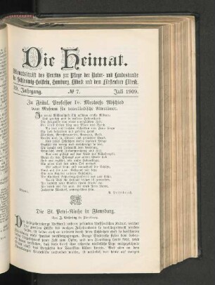 19. Jahrgang. No. 7. Juli 1909.