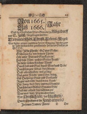 Von 1665. Biß 1666. Jahr